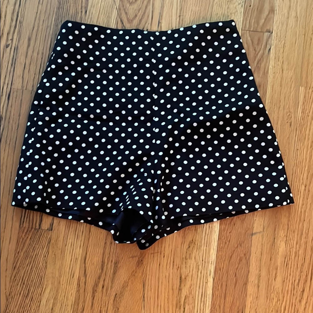 Zara Black and White High Waist Polka Dot Shorts